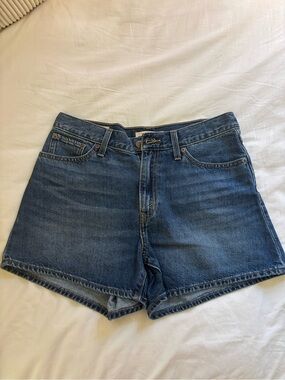 Levi's Mid-Blue High-Rise Denim Shorts